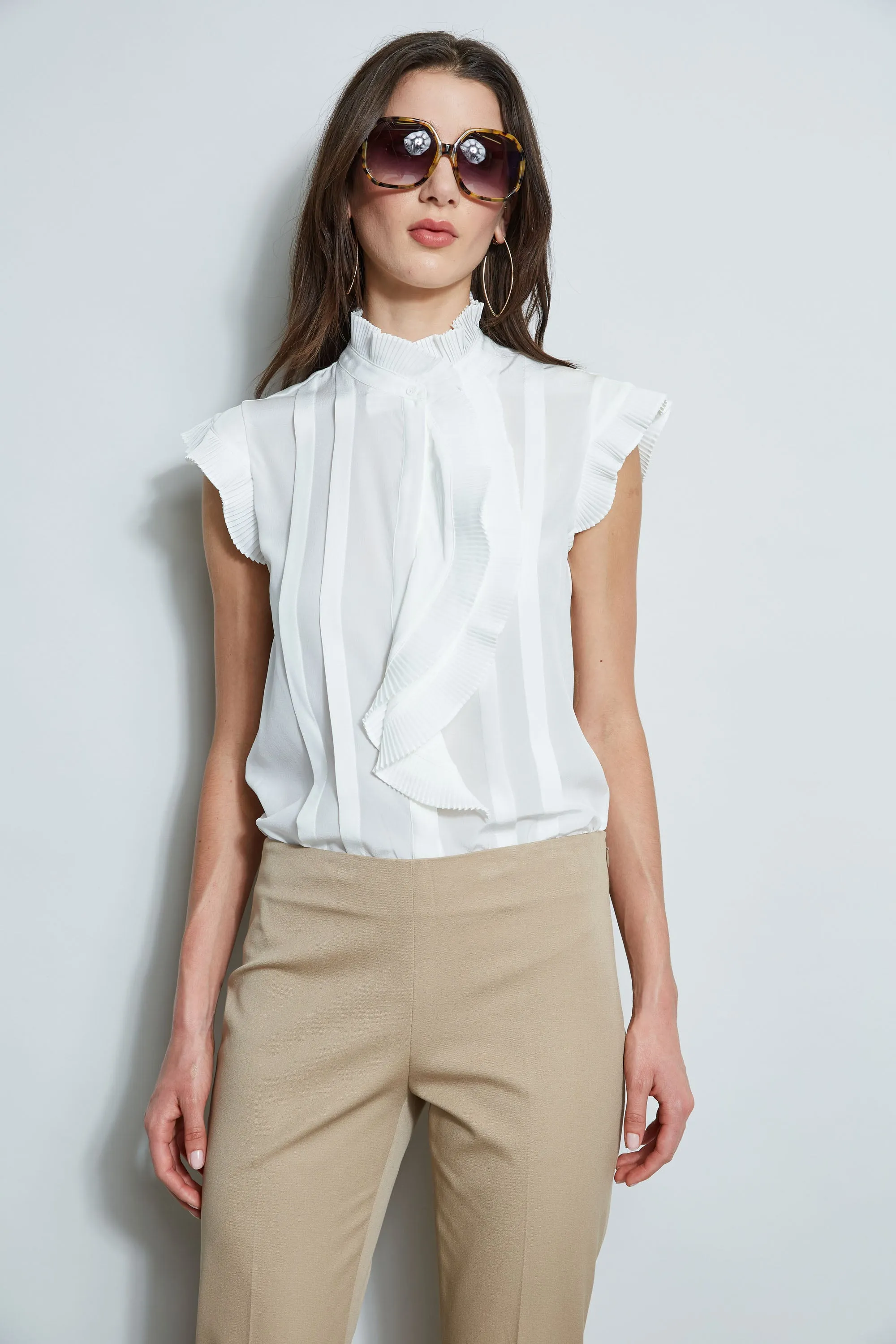 Pleated Flutter Silk Shirt