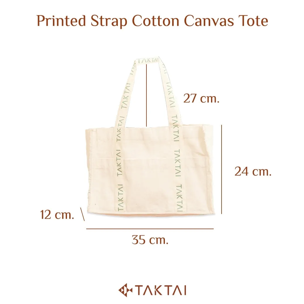 Printed Strap Cotton Canvas Tote-TAKTAI