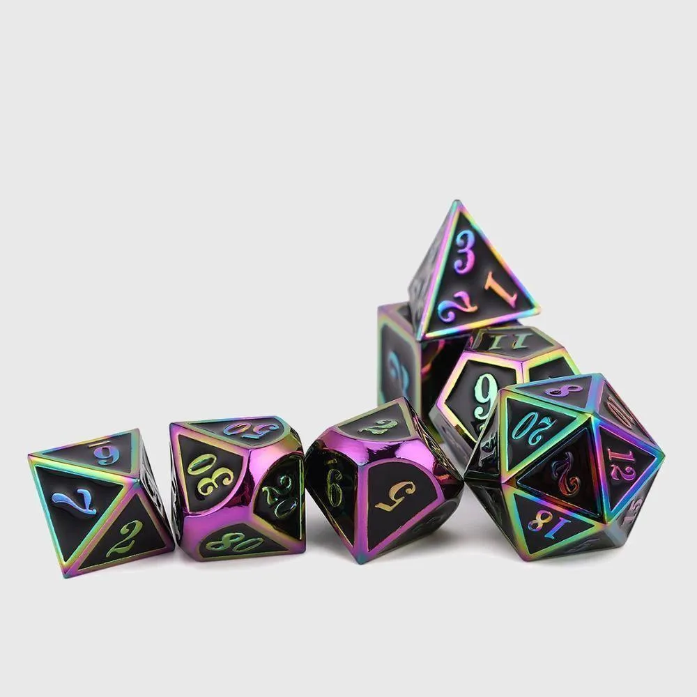 Prismatic Metal Polyhedral Dice Set