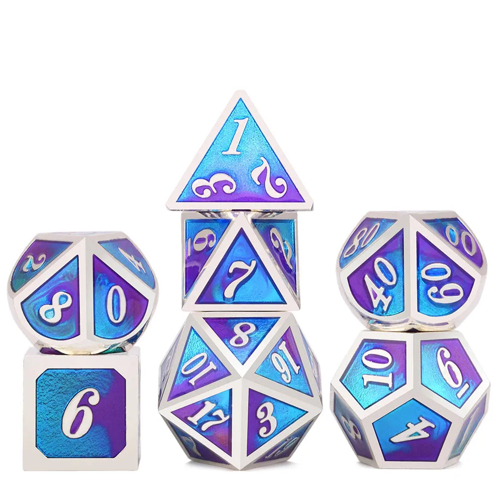 Prismatic Metal Polyhedral Dice Set