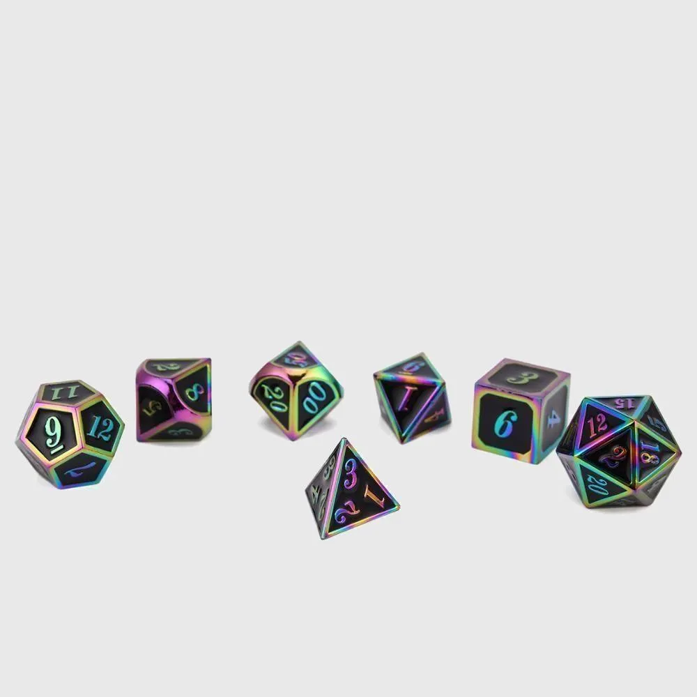 Prismatic Metal Polyhedral Dice Set