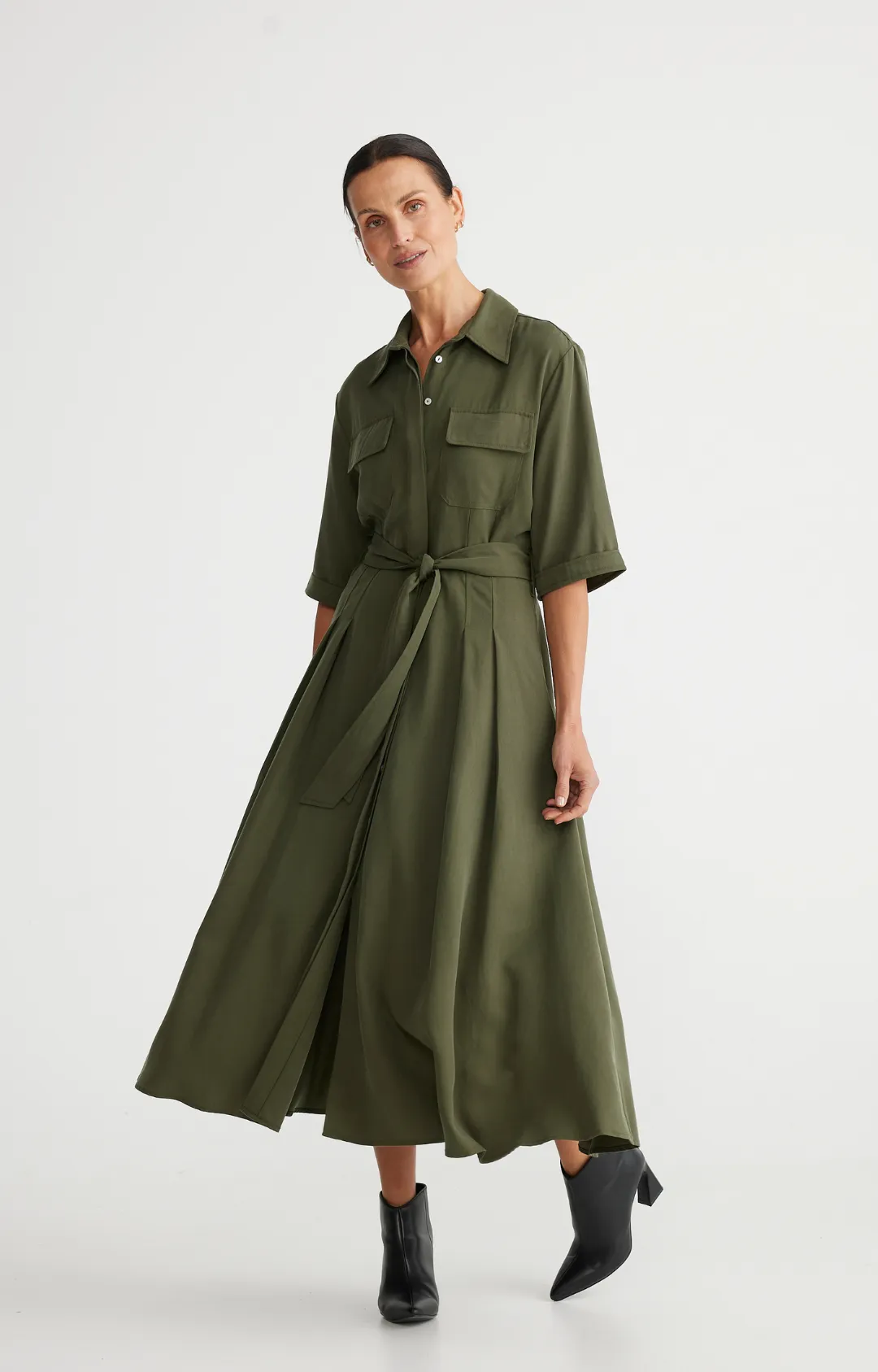 Rossellini Dress - Deep Moss