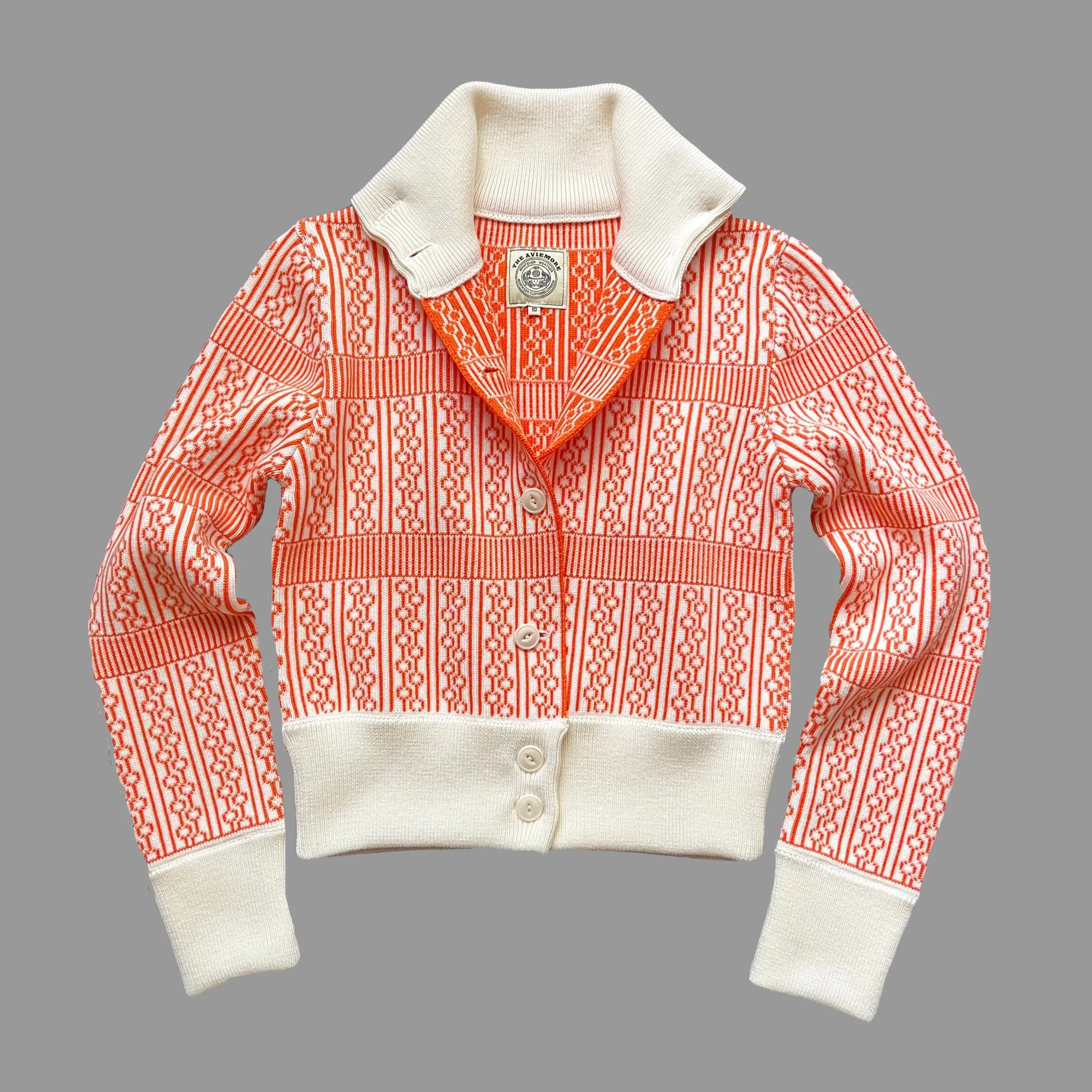 The "Aviemore" Ladies' cardigan Cream & Orange