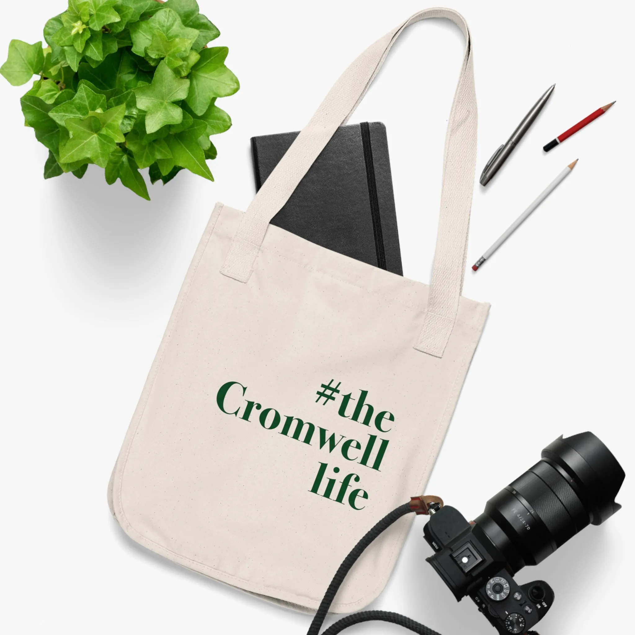 #thecromwelllife Organic Canvas Tote Bag (green)