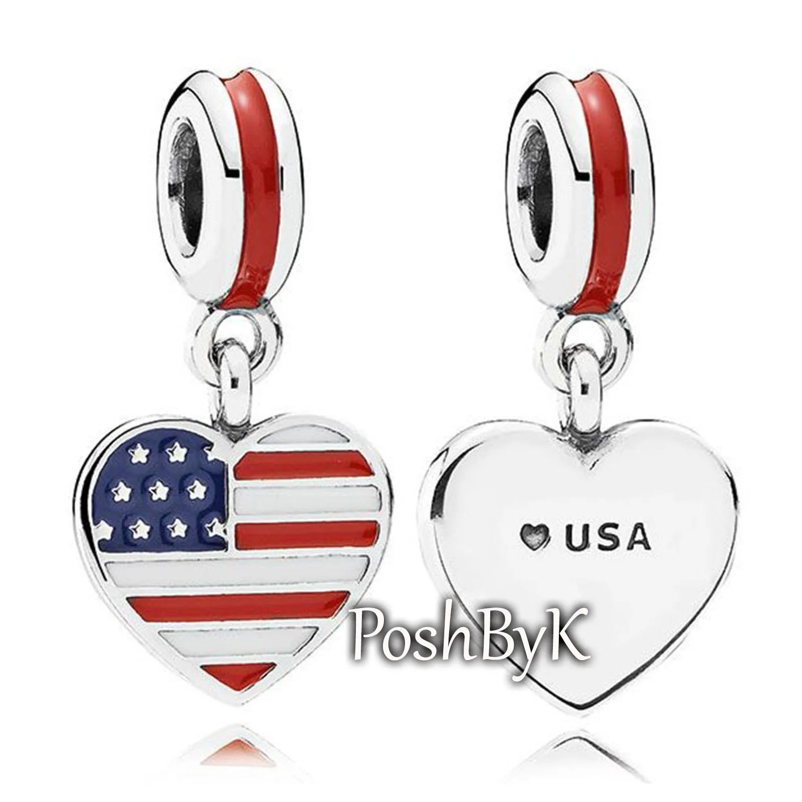 US heart flag Charm 791548ENMX