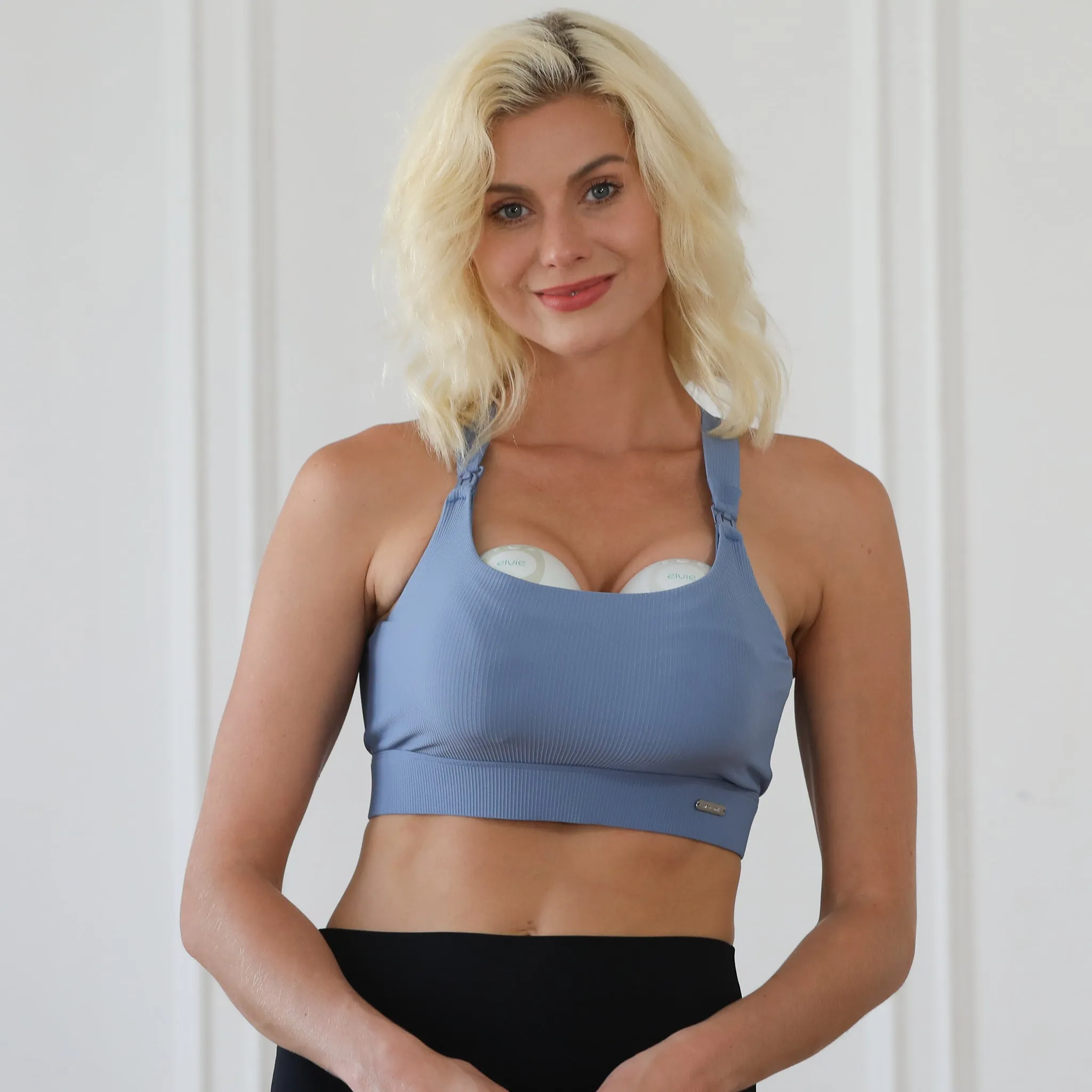 Venice High Impact Full Coverage Nursing Sports Bra (Ribbed Lint Stone)